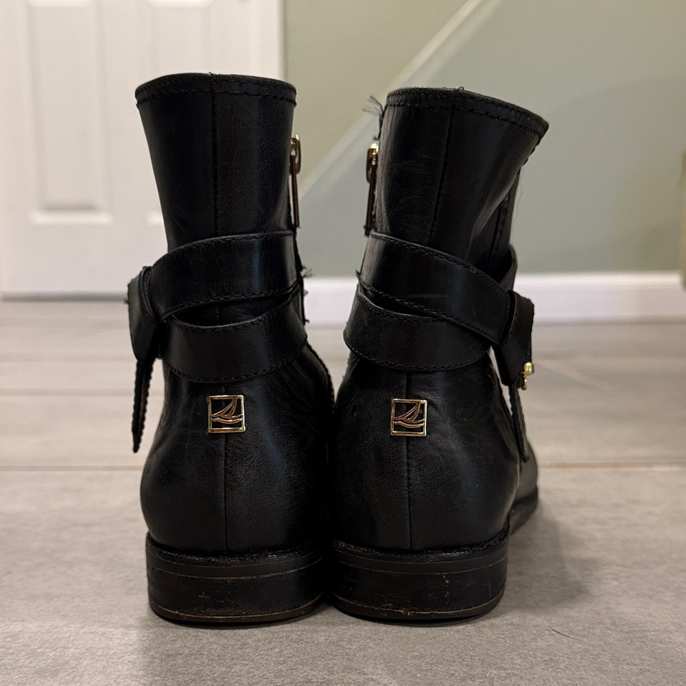 Sperry Chelsea Black Leather Combat Boots